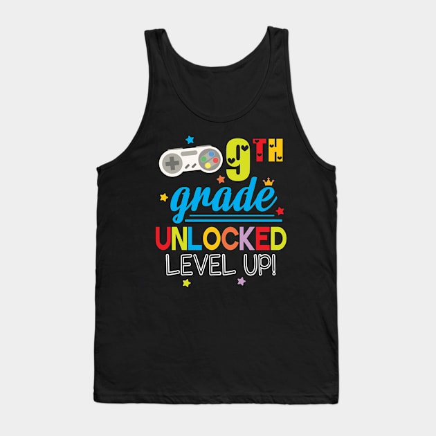 Gamer Students 9th Grade Unlocked Level Up Back To School Tank Top by joandraelliot